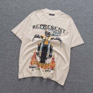 Represent Never Ride Faster Print Cream T-Shirt